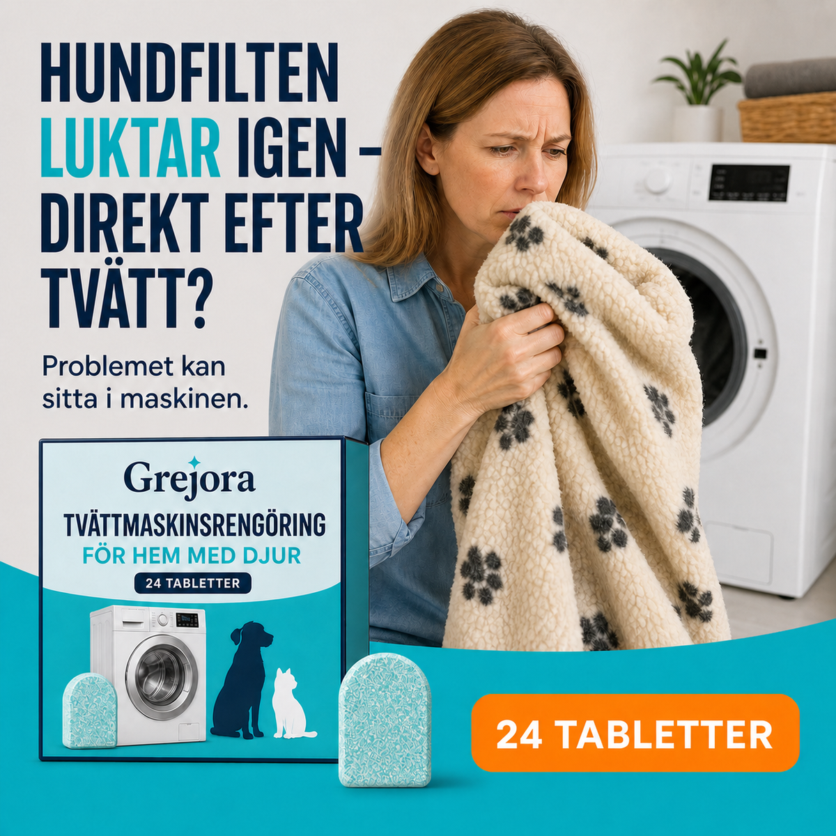MaskinFräsch – tvättmaskinstabletter för hem med djur, 24 st
