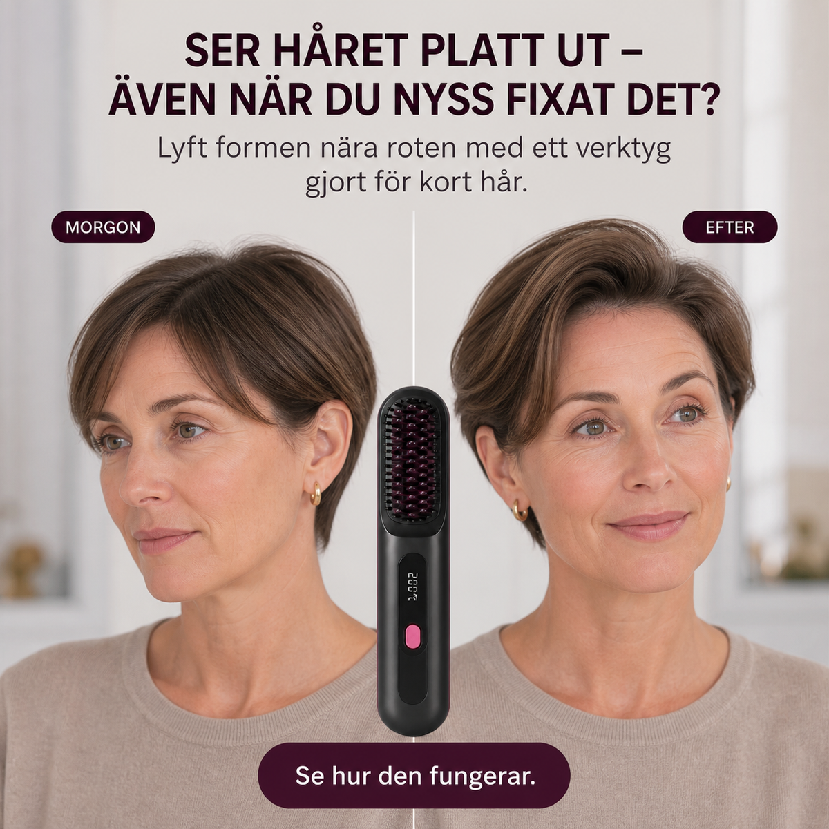 VolymBorste – sladdlös värmeborste för kort hår