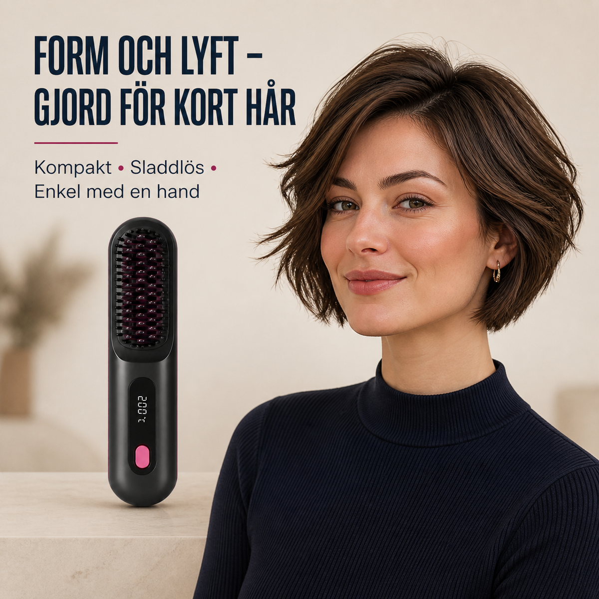 VolymBorste – sladdlös värmeborste för kort hår