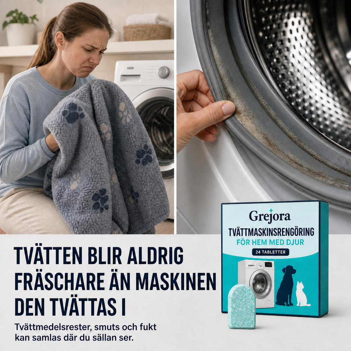MaskinFräsch – tvättmaskinstabletter för hem med djur, 24 st