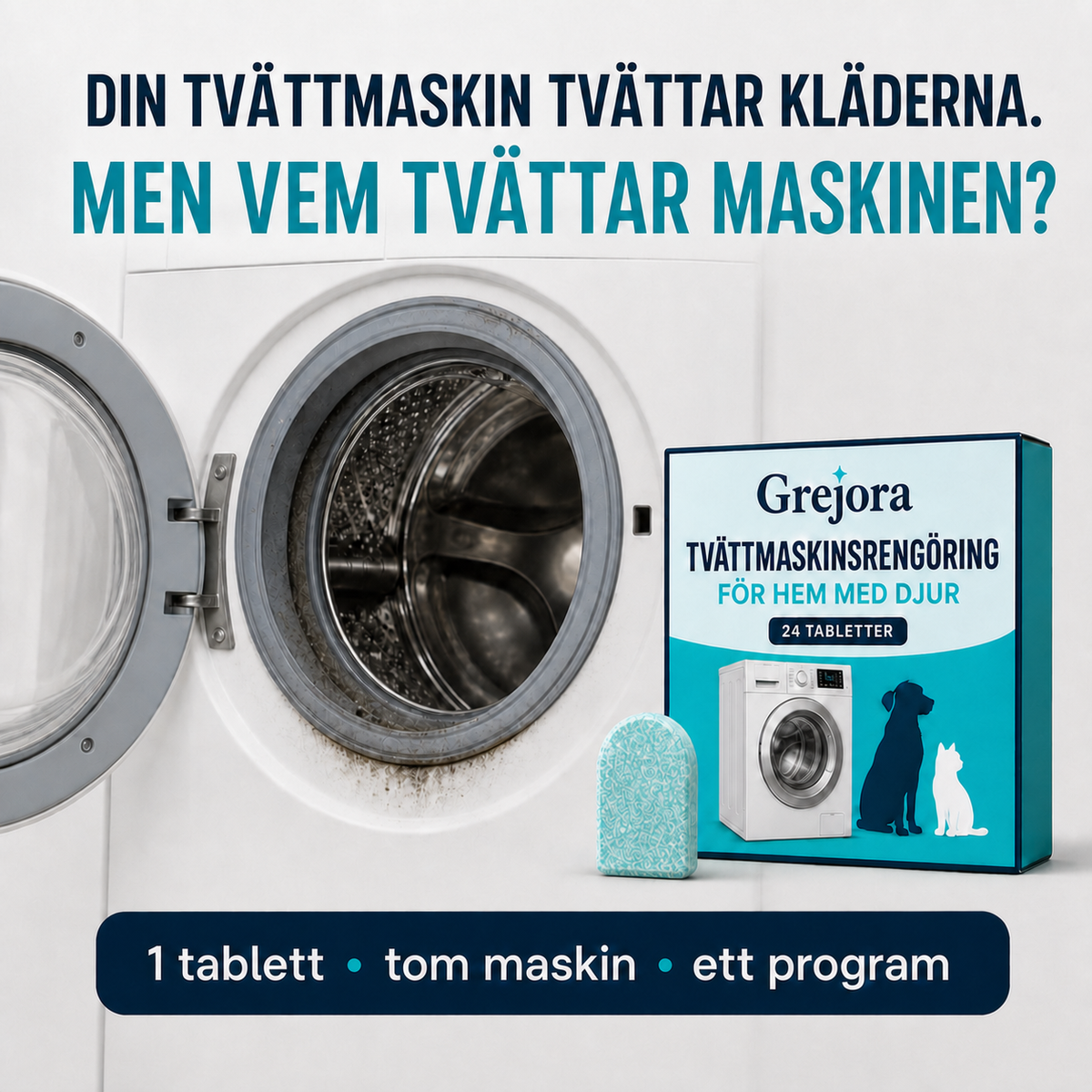 MaskinFräsch – tvättmaskinstabletter för hem med djur, 24 st