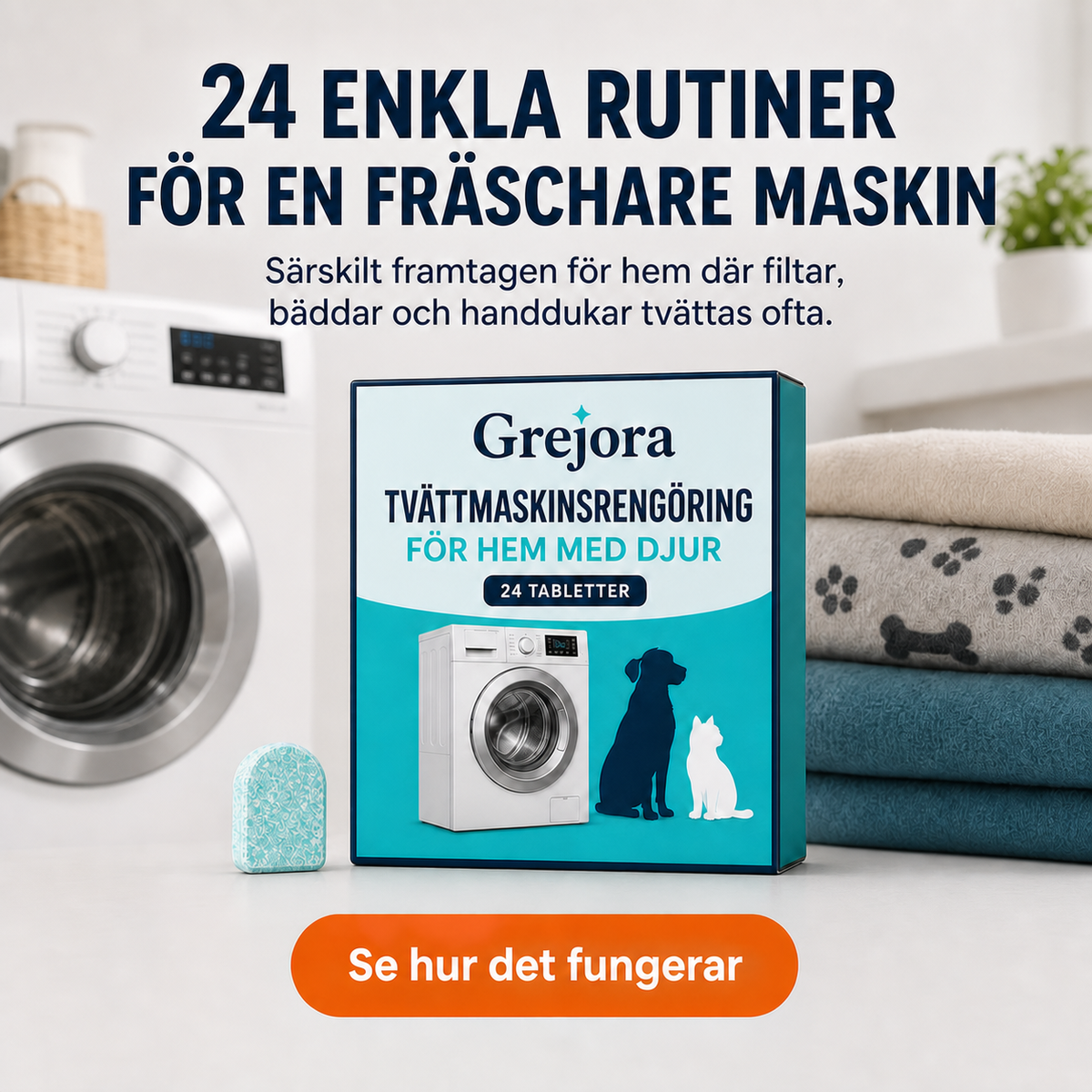 MaskinFräsch – tvättmaskinstabletter för hem med djur, 24 st