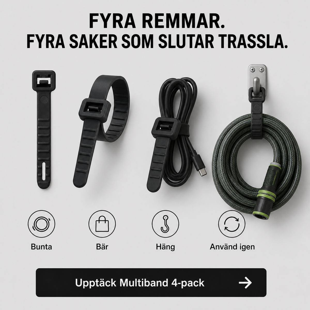 Multiband – återanvändbara universalremmar, 4-pack