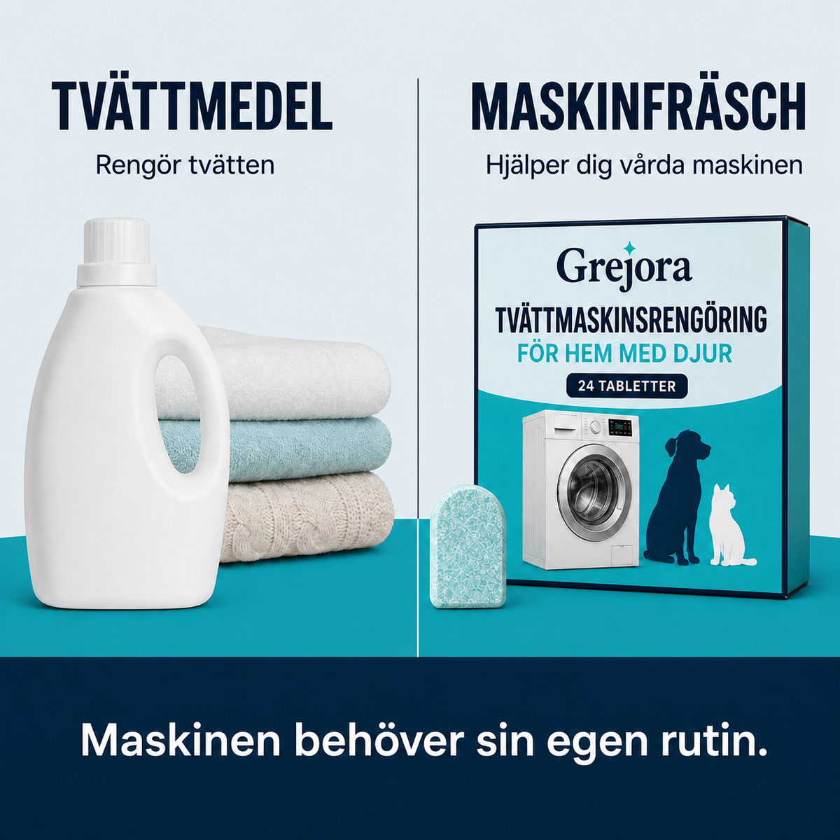 MaskinFräsch – tvättmaskinstabletter för hem med djur, 24 st