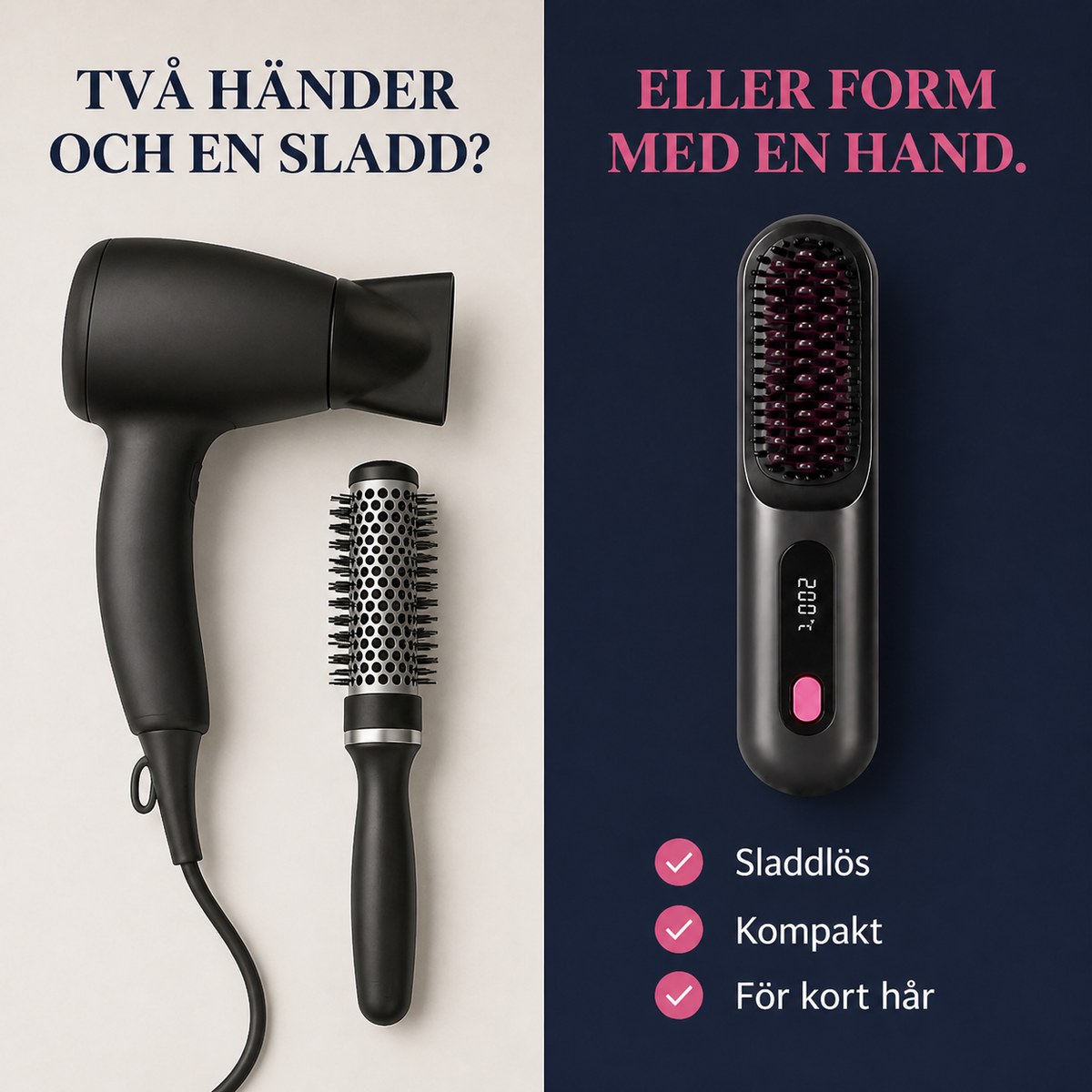 VolymBorste – sladdlös värmeborste för kort hår