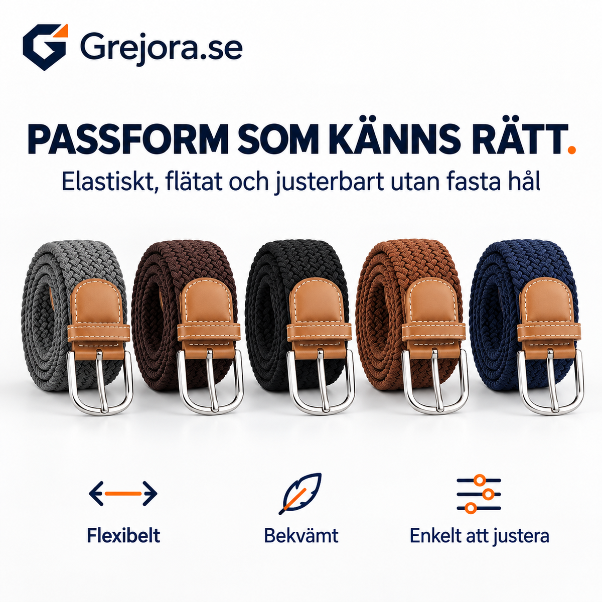 FlexBältet – flätat elastiskt skärp med steglös passform