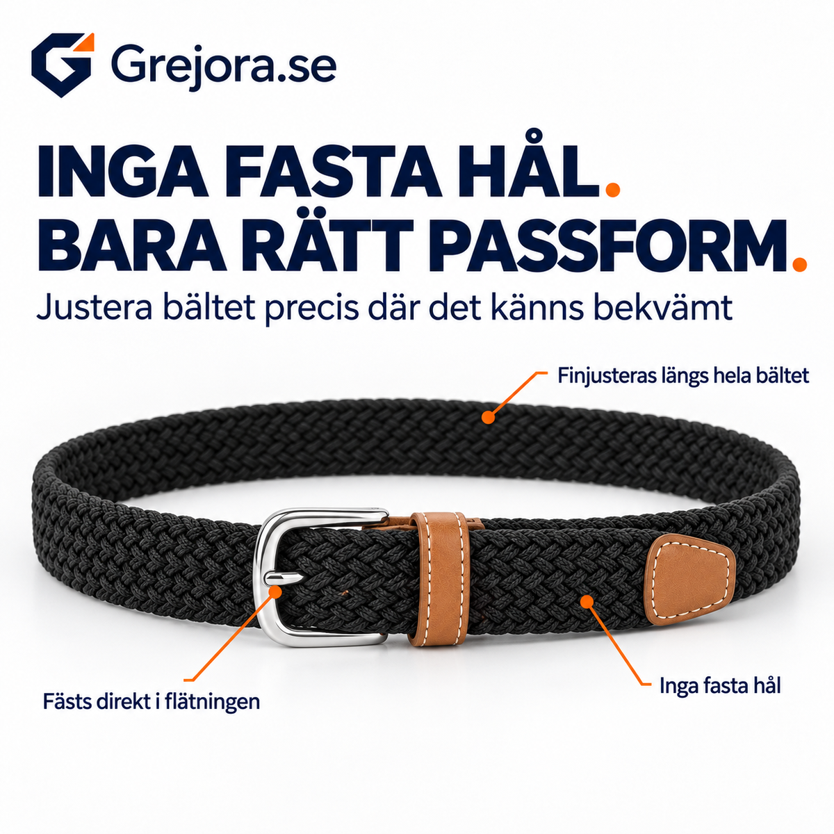 FlexBältet – flätat elastiskt skärp med steglös passform