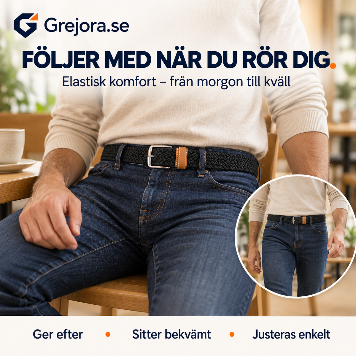FlexBältet – flätat elastiskt skärp med steglös passform