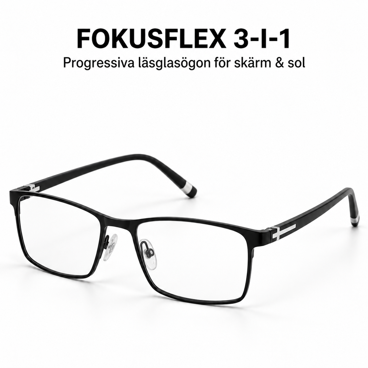FokusFlex 3-i-1 – progressiva läsglasögon för skärm & sol