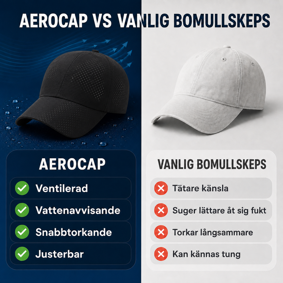 AeroCap – ventilerande funktionskeps med justerbar one size-passform